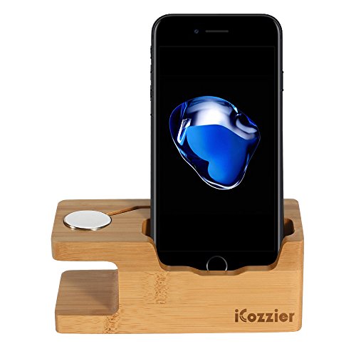 iCozzier 3 USB-Anschlüsse Ladestation aus Bambus mit Apple Watch Stand, Apple Watch Ladestand & iphone Desktop Stand/ Bambus Desktop Stand , Multi- Device Tisch-Organizer Ladedock Halterung für iPhones, Nexus, Galaxy und andere Smartphones - 2