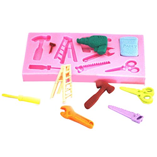Gazechimp Silikon Ausstechformen Fondant Form , Topper Hammer Schraubenschlüssel Muster - 5