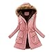 Produktbild Elecenty Damen Wintermantel Winterjacke Reißverschluss Übergröße Outwear Baumwollkleidung Parkajacke Mantel Jacke Reißverschluss Oberbekleidung Trenchcoat mit Pelz Halsband (S, Rosa)