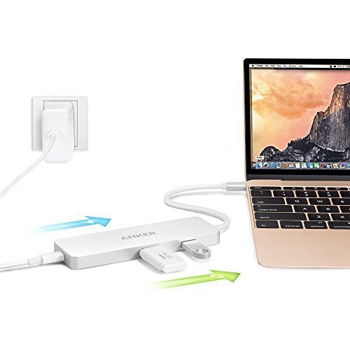 Anker Premium USB C Hub mit 2 USB 3.1 Gen 1. Ports, 1 HDMI Port, Power Delivery Spezifikation, USB-C Type-C Ladenport, Aluminiumlegierung für 2016 Macbook und Chromebook Pixel [Apple Style] (Weiß) - 2