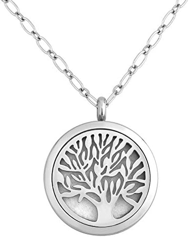 Uniqueen Aromatherapy Essential Oil Diffuser Living Memory Necklace Stainless Steel Locket Pendant with Chain