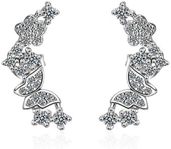 Earring Drops for Women Girls 925er Silver Sterling Hypoallergenic AAA Zirconia Butterfly Flowers sweet Dangles Studs