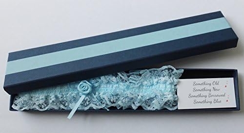 The Sixpence Seller BLUE LACE GARTER IN BOX for the Bride to be for a Wedding Present Boxed