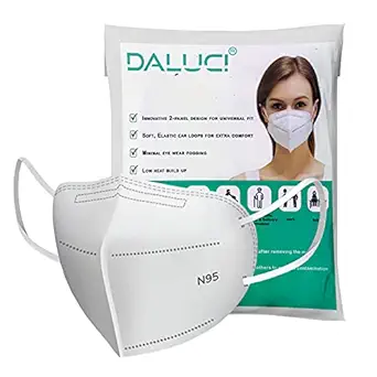 Daluci Anti Pollution N95 Reusable Unisex Face Mask, Ear Loop Style (Pack of 10) Protective Fold Flat Mask With 5 Layered Filtration