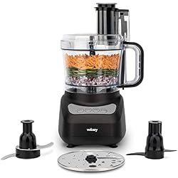 Wëasy Robot de cuisine Multifonction 1,8L Compact CK490, Robot Culinaire Professionnel, Puissant, Fonctions préprogrammées: hâcher/émincer/broyer/pétrir/mélanger, 1 disque + 2 lames inox