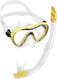 Diseño moderno Cressi Sky VIP Conjunto Combo de Snorkel, Unisex Adulto, Transparente/Amarillo, Talla Única