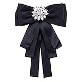 Gimitunus Frauen Fliege, Übertriebene große Namen Multilayer Knospe Silk Faille Brosche Hochwertige Damenmode Bow Girl Geschenk für Frauen Mädchen (Farbe : Schwarz)