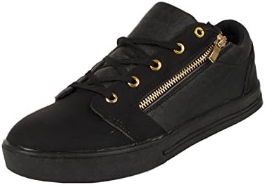 Ladies Black Zip Trainer Womens Faux Leather Lace Up Pumps Trainers OX Sneakers (UK 5 / EU 38 / US 7)