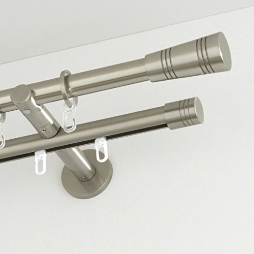 Gardinia 10011168 Endknopf/Endstück Zylinder für Gardinenstangen, Serie Chicago, Durchmesser 20 mm, edelstahloptik - 2