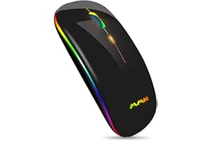 AMZCASE Wireless Bluetooth Mouse, Slim Mouse 2.4G Portable USB Optical Wireless Mice, LED Rechargeable Dual Mode(Bluetooth 5.0 and 2.4G Wireless) Mouse for Laptop, PC, Mac OS , Android , Windows,(Black)