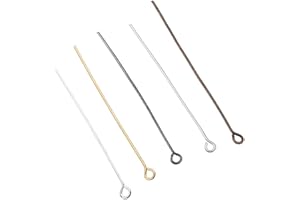 Airssory 200Pcs 5 Colors Iron Eye Pin for DIY Handmade Beading Sewing Earrings Bracelets Jewellery Making Findings Crafts - 40x0.7mm