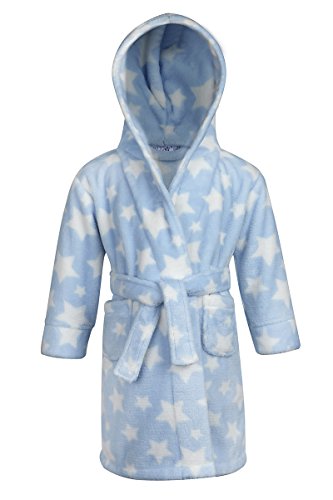 Babytown Baby Velvety Soft Star Print Hooded Dressing Gown Blue 6-12