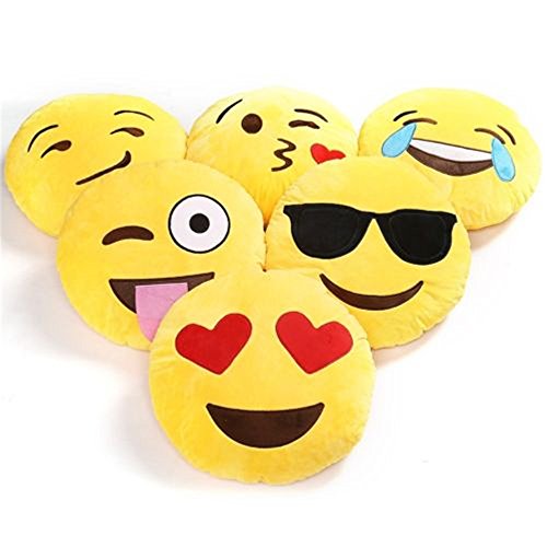 32cm Lächeln Emoji Emotion Kissen von GOOTRADES, Cute Zierhüllen, Gelb/Lila (Kuss) - 3