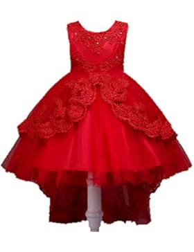 AGOGO Mädchen Blumenmädchenkleid,Kinder Lace Hochzeitskleid Tüll Festkleid Abendkleid Asymmetrisch Partykleid...