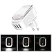 Produktbild AOZBZ 2 in 1 US und EU 17W 3-Port USB Ladegerät Wandladegerät mit Led Nachtlicht für iPhone, iPad, Samsung Galaxy, Nexus, HTC, Motorola, LG und weitere(Weiß)