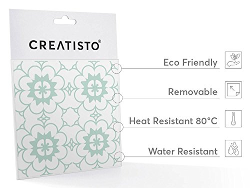 Fliesen verschönern | Motiv-Sticker Aufkleber Folie Badfliesen Küchen-Folie Küchengestaltung | 10×10 cm Muster Türkise Ornamente – 9 Stück - 6