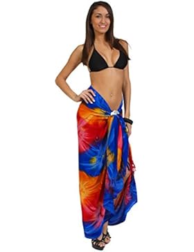 1 World Sarongs Donna Pareo Copricostume Tinto a Nodi Arcobaleno di Diamanti