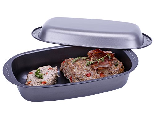 chg 9942-05 Bratenform mit Deckel, Brotbackform, antihaftbeschichtet, Anthrazit-metallic, 37 x 20 x 7 cm