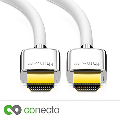 conecto thinwire Premium High Speed HDMI Kabel mit Ethernet (UHD, 4K 2160p, 3D, Full HD, 1080p, HEAC, ARC) weiß 1,00m - 2