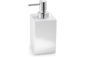 Gedy G-Bangkok White, Dimensions and Weight: 17.3 x 7.3 x 8.4 cm & 0.35 kg, Capacity 250 ml, Resin and Sand Bathroom Soap Dispenser, R&S Design, 2 Year Warranty, Unica