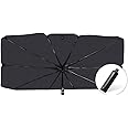 HBirdPc Car Windshield Sun Shade UV Rays Umbrella Style Portable Foldable Sunshade Heat Sun Visor Protector Outdoor Storage Reflector Umbrella (Big: 145 x 79 cm)