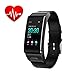 Produktbild M-znsh Fitness Tracker, Bluetooth Smart Armband, Körpergesundheit Blutdruck Pulsmesser Nachricht Push Wasserdichte Sport Fitness Armband für Android und IOS Smartphones wie iPhone (Farbe : SCHWARZ)