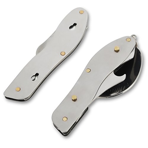 ZITFRI Campingbesteck Klapp-Besteck aus Edelstahl Outdoor Besteck Reisebesteck mit Gürteltasche - 4