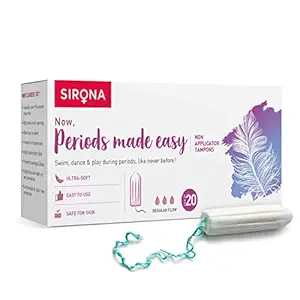 Sirona Period Made Easy Tampons - 20 Piece | For Medium & Regular Flow | Biodegradable Tampons | FDA Approved