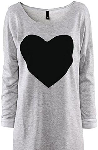 Blouse , Eenkula New Elegant Fashion Women Love Heart Printed Long Sleeved Round Neck T-Shirt (XL)