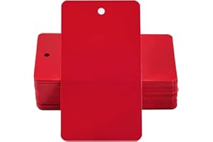 SOFPLATE 100Pcs Blank Red Plastic Tags Waterproof Shipping Tags Fire Brick 5 x 9cm Rectangle Name Hang Identification Eyelet Wire Tag Labels for Identify Name ID Card Handbag Luggage Outdoor Tagging