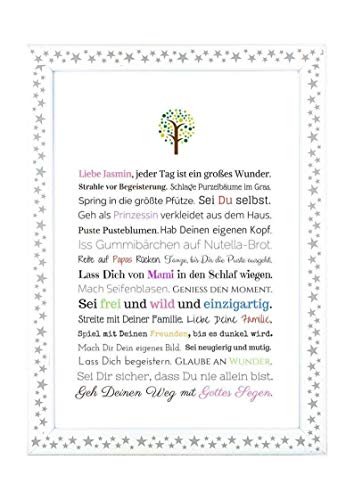 Taufgeschenk Mädchen: Personalisiertes Bild (PDF oder Kunstdruck in A4) - Geschenk Taufe | Gastgeschenk Patenkind von Taufpaten | Babygeschenke mit Namen - 5