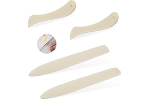 GIDWRIY 4 Stück Falzbein für Papier Kunststoff,Falzbein Knochen,Falzmesser für Papier Falten Werkzeug,Bone Folder Tool,Origami Falzbein zum Basteln,Falzbein Leder Gebogen,Plastik Falzbein für Stoff