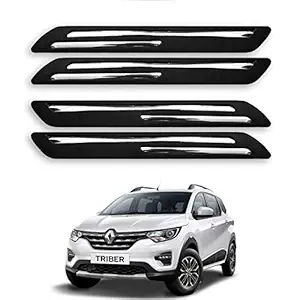 AARTRI Car Bumper Protector Guard for Renault Triber with Rust Proof Double Chromium Strip (Black Set of 4-Pcs)
