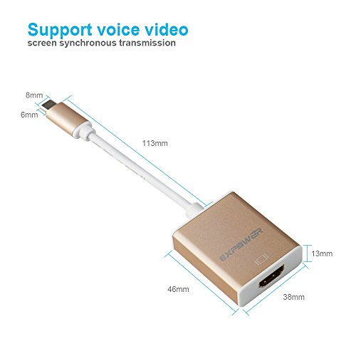 Expower Gold USB 3.1 Typ-C auf HDMI Adapter 1080P Kabel Konverter Hochwertige ultradünne USB 3.1 Typ C Stecker auf HDMI Buchse für Apple 2015 neues 12 Zoll MacBook Laptop,Asus Zen AiO - 6