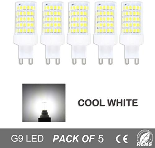 G9 LED Bulb 10W Dimmable,Cool White 6000K,80W Halogen Bulb Replacement,SMD LED Light Bulb,Bi-pin Base,AC 220V for Ceiling Light Fittings Chandelier Interior Lights (5 Pack)