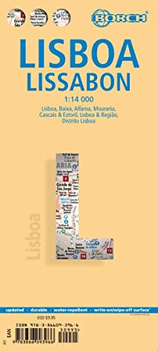 Lisboa plano callejero plastificado. Escala 1:14.000. Borch.