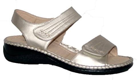 Ladies summer sandal by Annabelle plus Comfortable fitting with twin velcro straps . (UK6, pewter pu)