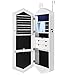 Produktbild SONGMICS Schmuckschrank mit LED-Beleuchtung, Abschließbar, wandmontierter Schmuckorganizer, rautenförmig, mit Ganzkörperspiegel und Innenspiegel, Weiß JBC73WT