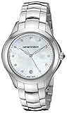 Emporio Armani Swiss Made Quarz Damen Edelstahl Automatik Armbanduhr, Farbe: silberfarbene (Modell: ars8502)