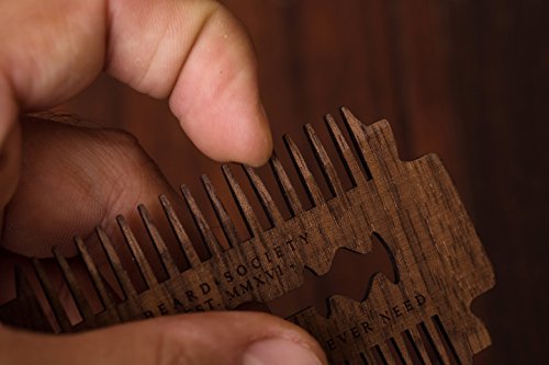Bartkamm für Unterwegs, Modell Beard Society Razor aus Echtholz, Nussholz, sehr stabil, elegant, edel, Herrenbart, Schnurrbart, Taschenkamm“ - 4