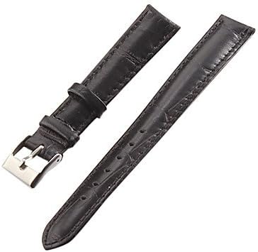 Watches Band Women's 14mm Bamboo Grain Leather (Black) (Color : Black)