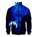 Produktbild Luckycat Sweaterjacke Herren ohne Kapuze Pullover Männer Zipper Jacke mit Stehkragen und Reißverschluss Herren Halloween Sweatjacke/Sweatshirt-Jacke/Sweatshirt Herren Sweatjacke