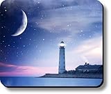 Dekorative Mauspad Kunstdruck Leuchtturm unter Sternenhimmel