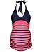 The Essential One - Stripe Maternity Swimsuit - Coral Navy - 14 - EOM127