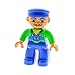 Produktbild 1 x Lego Duplo Figur Eisenbahn Mitarbeiter Gleisarbeiter blaue Latzhose Pullover grün Eisenbahn Zug 47394 A80