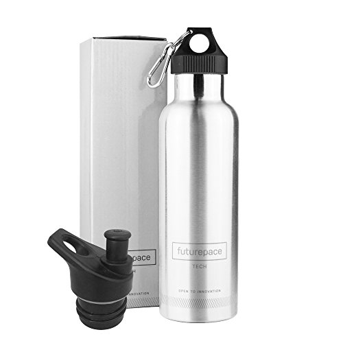 Futurepace Tech BEST STAINLESS STEEL INSULATED VACUUM SPORTS WATER BOTTLE - Large SILVER 25oz / 750m Futurepace Tech BEST STAINLESS STEEL INSULATED VACUUM SPORTS WATER BOTTLE - Large SILVER 25oz / 750m