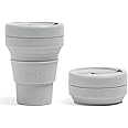 STOJO Collapsible Travel Cup with Straw - Cashmere, 8oz / 250 ml - Reusable to-Go Pocket Size Silicone Bottle for Hot and Cold Drinks - Perfect for Camping and Hiking - Microwave & Dishwasher Safe