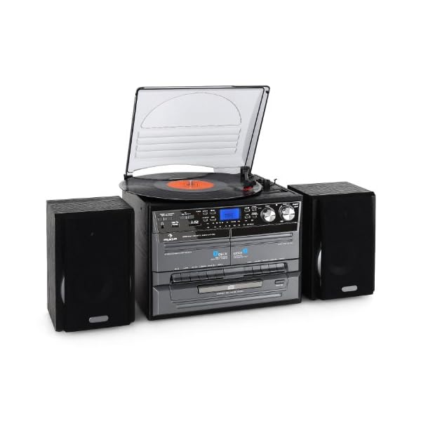Auna TC-386WE  Stereoanlage (MP3/Kassette/CD Plattenspieler, USB) schwarz