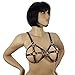 Produktbild Bondage-Stripe BH in Lederoptik, Cage Bra Büstenhalter aus Kunstleder-Riemen, sexy Tabledance GoGo-Outfit, schwarz - SEE-X Clubwear Fetisch-BHs Mod-Nr 9046