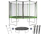trampolines redditch Trampolin Yoopi - Ø 4.25 m - con red + escalera + cubierta de protección + kit de anclaje - Color verde